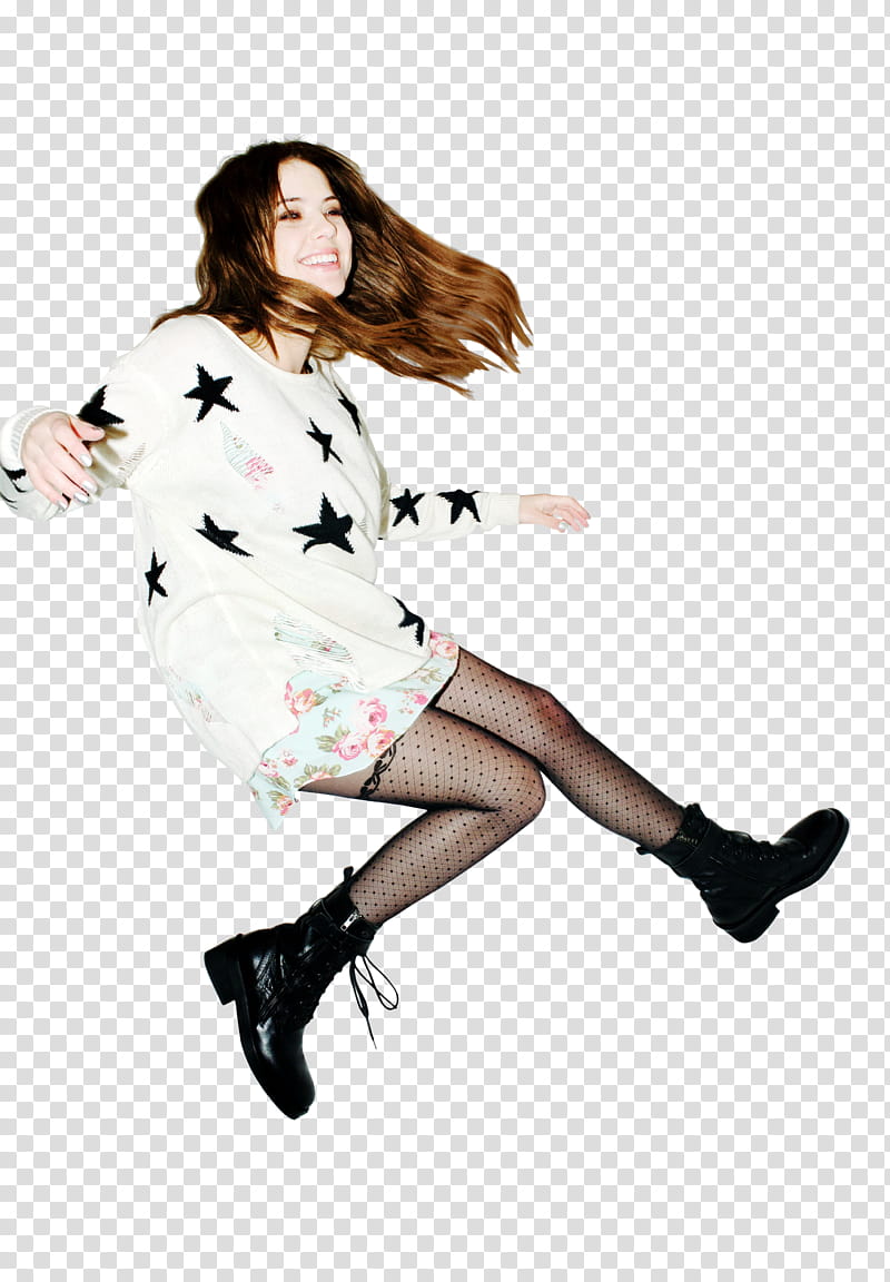 Ashley Benson, woman smiling while jumping transparent background PNG clipart