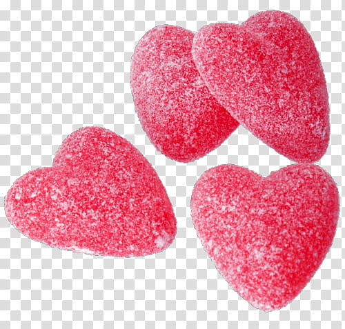 , four pink heart candies transparent background PNG clipart