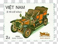 Stamp Car , orange and black Vietnam  postage transparent background PNG clipart