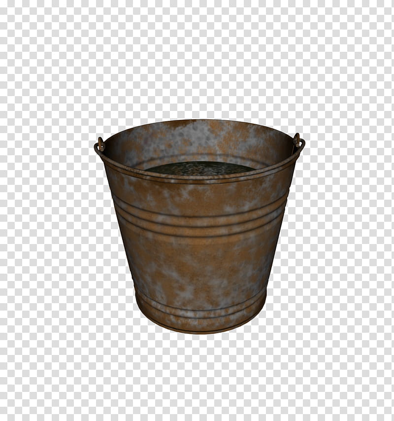 D Rusty Buckets, brown bucket transparent background PNG clipart