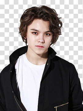 SEVENTEEN, man wearing black zip-up jacket transparent background PNG clipart