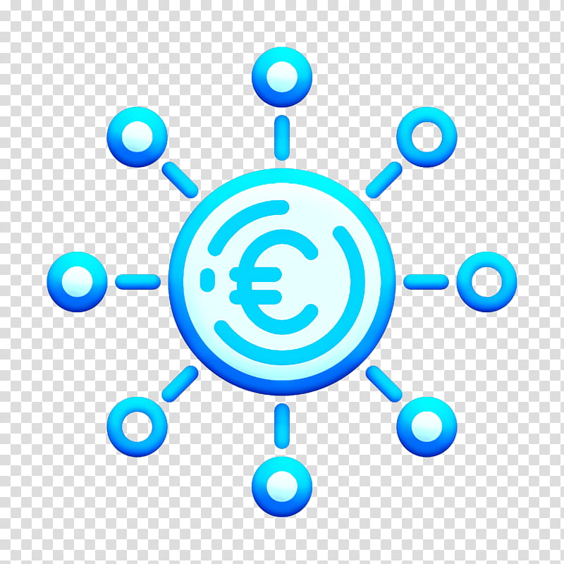 Money Funding icon Euro icon, Blue, Aqua, Azure, Line, Circle, Symbol, Symmetry transparent background PNG clipart