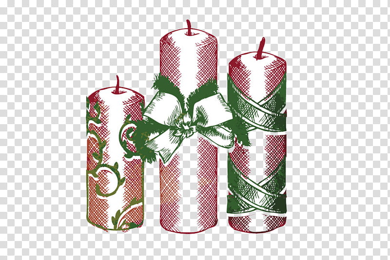 Christmas Materials , three red-and-green candles art transparent background PNG clipart