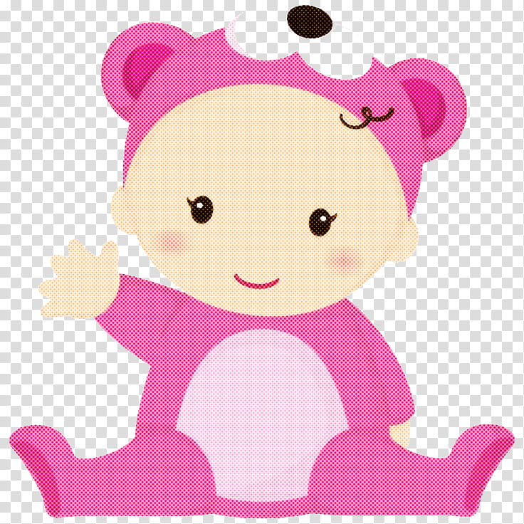 Teddy bear, Pink, Cartoon, Toy, Cheek, Child, Sticker transparent background PNG clipart