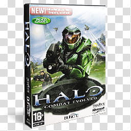 DVD Game Icons v, Halo, Halo Combat Evolved game case transparent background PNG clipart