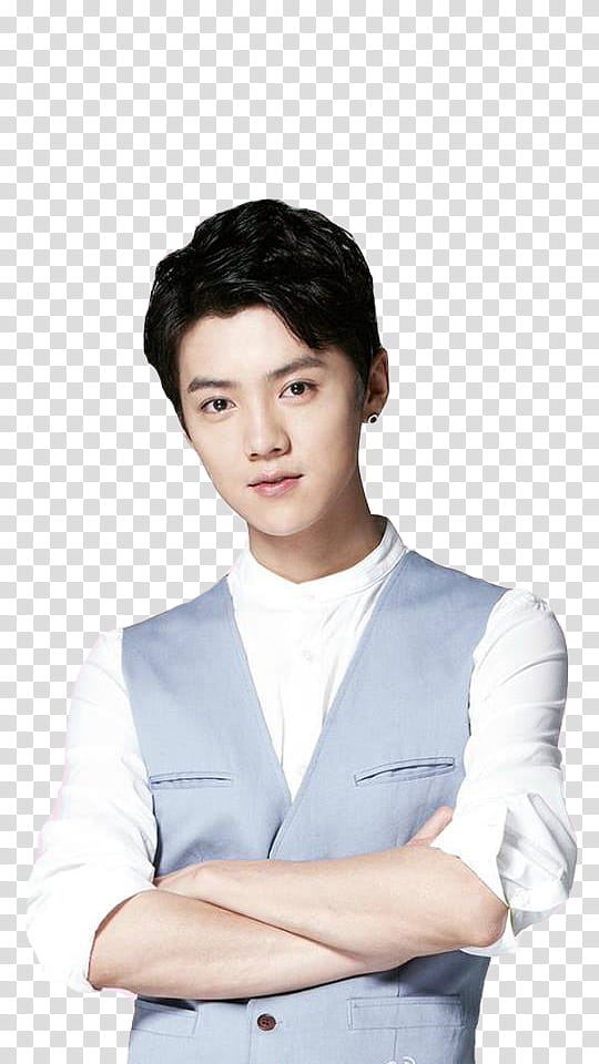 Luhan , man wears gray suit transparent background PNG clipart