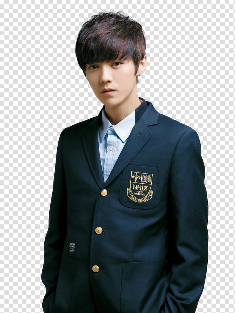 Luhan , man wearing black -button blazer transparent background PNG clipart
