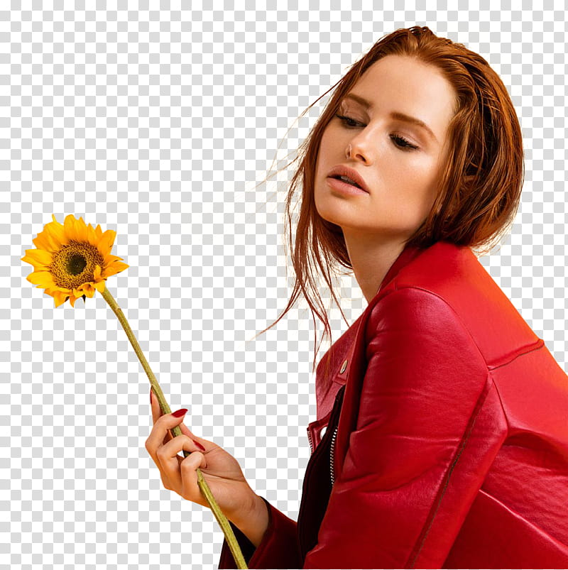 unknown celebrity in red top holding yellow flower transparent background PNG clipart