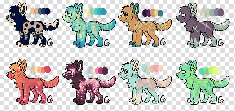 Cheap Canine Adopt Batch OPEN  POINTS EACH, assorted-color dog paintings transparent background PNG clipart