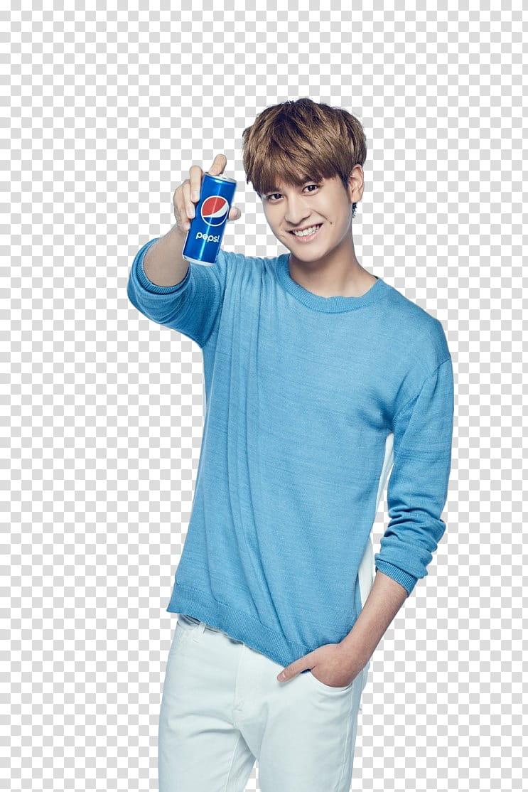 iKON PEPSI P, man holding Pepsi soda tin can transparent background PNG clipart