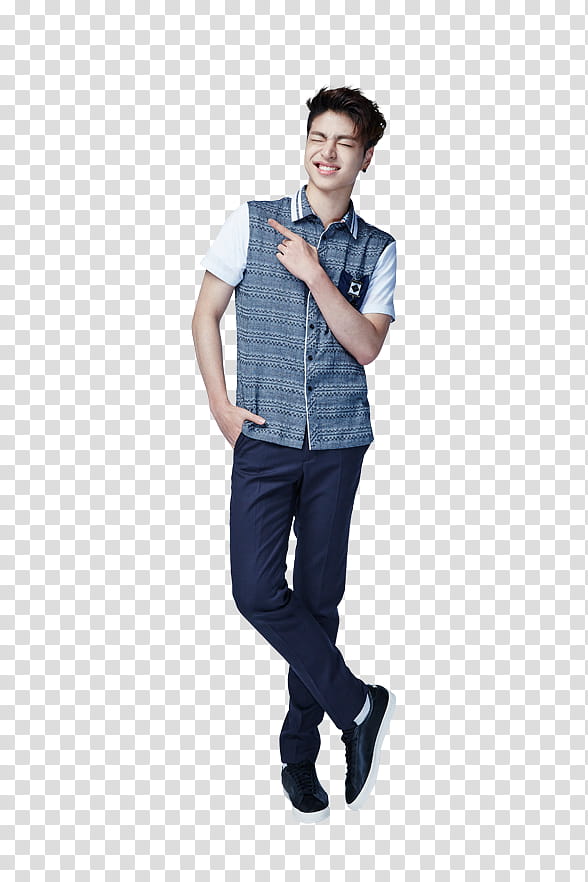iKON Smart P, man wearing grey vest transparent background PNG clipart