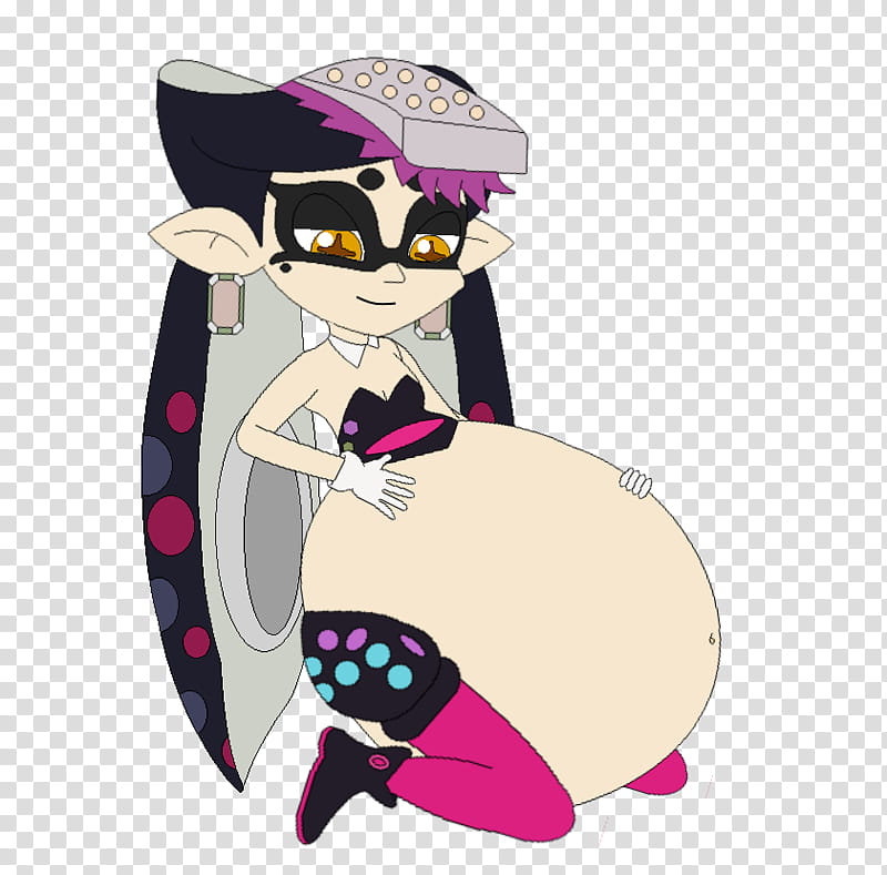 Inkling Callie Belly Expansion, white cat art transparent background PNG clipart