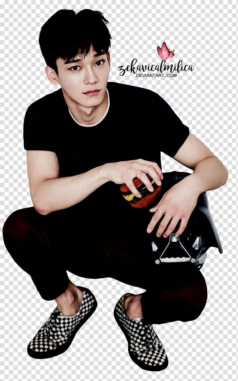 EXO Chen  Season Greetings, man wearing black crew-neck t-shirt and pants outfit transparent background PNG clipart