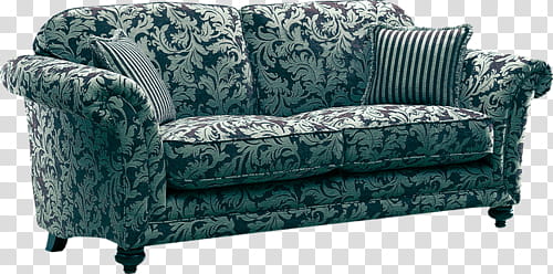 gray floral fabric -seat sofa transparent background PNG clipart