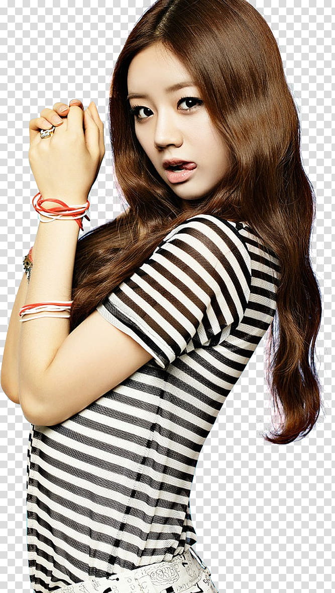 Hyeri Girl Day Render, woman wearing black and white striped t-shirt transparent background PNG clipart