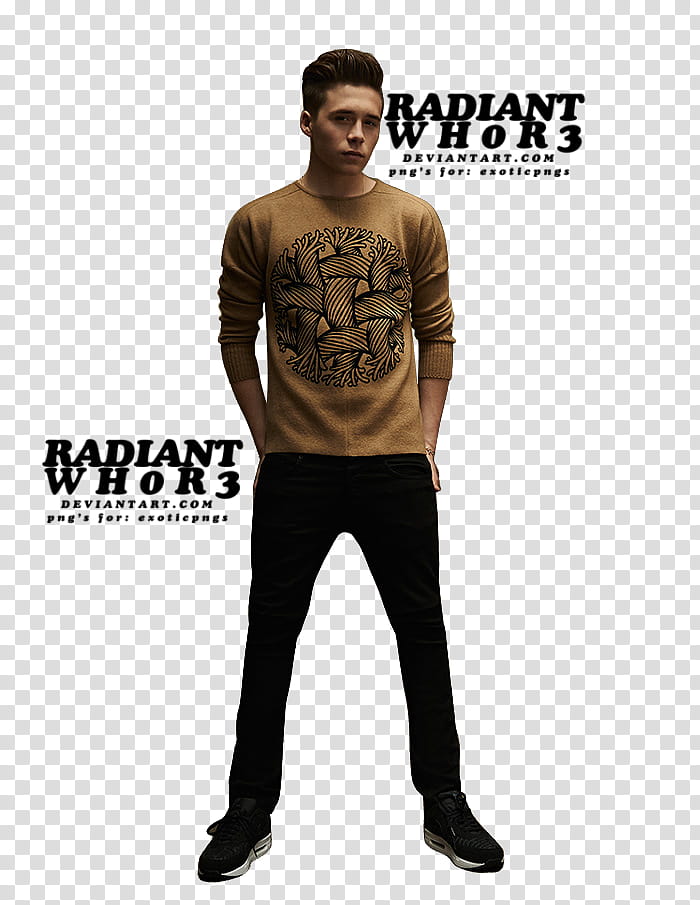 Brooklyn Beckham ROLLACOASTER, men's brown sweater transparent background PNG clipart