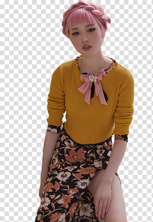 Fernanda Ly, woman wearing orange sweater transparent background PNG clipart