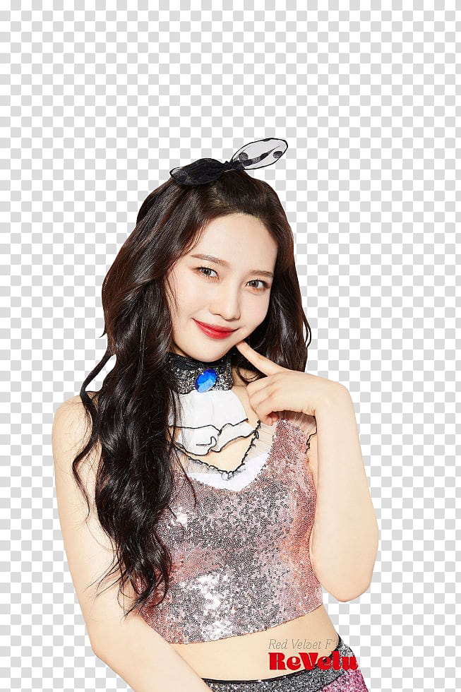 RED VELVET REVELUV BABY, smiling woman pointing her face transparent background PNG clipart