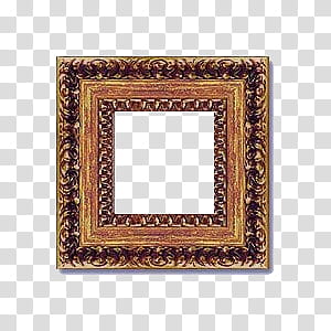 Frames, square brass-colored frame illustration transparent background PNG clipart