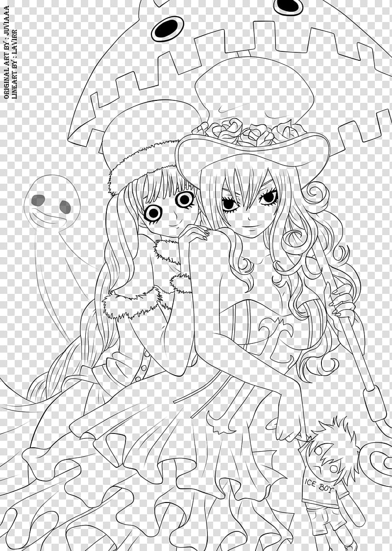 HAPPY HALLOWEEN Perona and Juviaa Lineart transparent background PNG clipart
