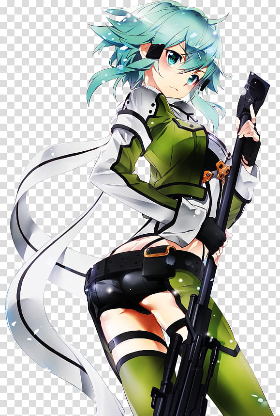 , green haired female anime character transparent background PNG clipart