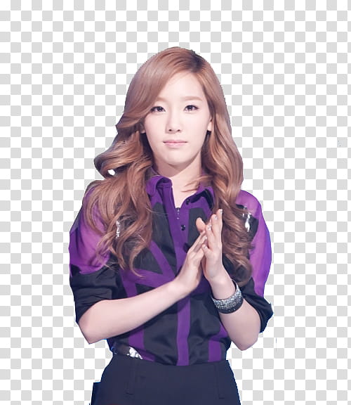 Taeyeon, woman in purple button-up top transparent background PNG clipart