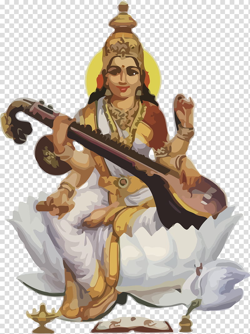 Vasant Panchami Basant Panchami Saraswati Puja, Veena, Indian Musical Instruments, Saraswati Veena, Statue, Sitting, Mythology transparent background PNG clipart