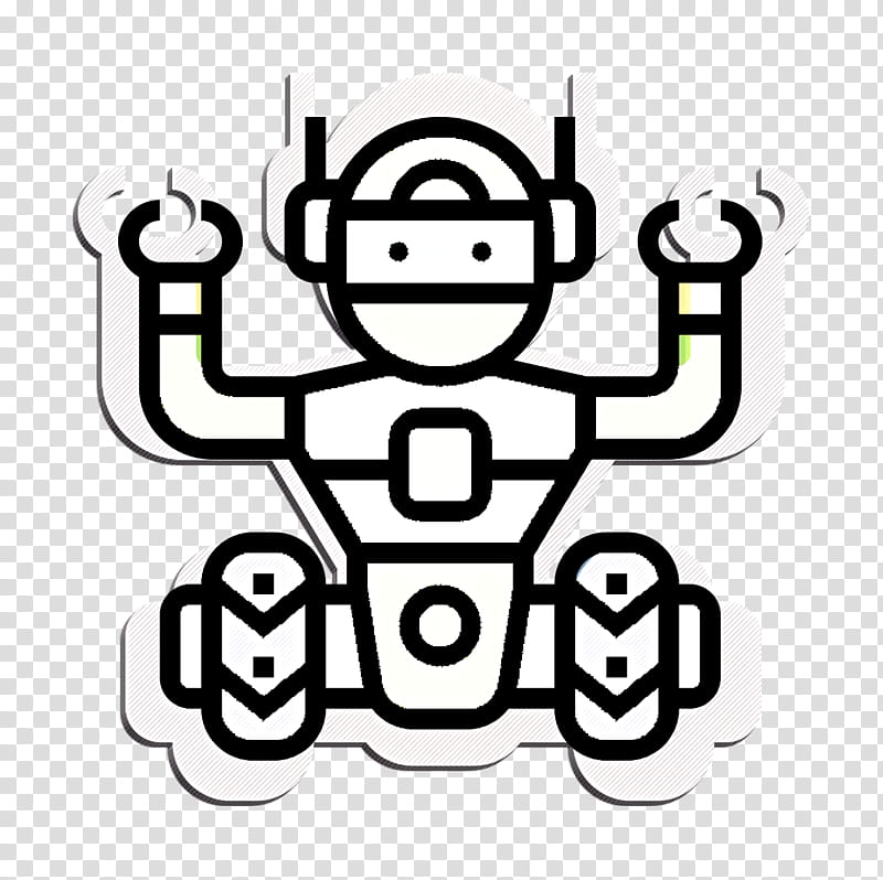 Artificial Intelligence icon Robot icon, White, Black, Line Art, Text, Head, Cartoon, Coloring Book transparent background PNG clipart