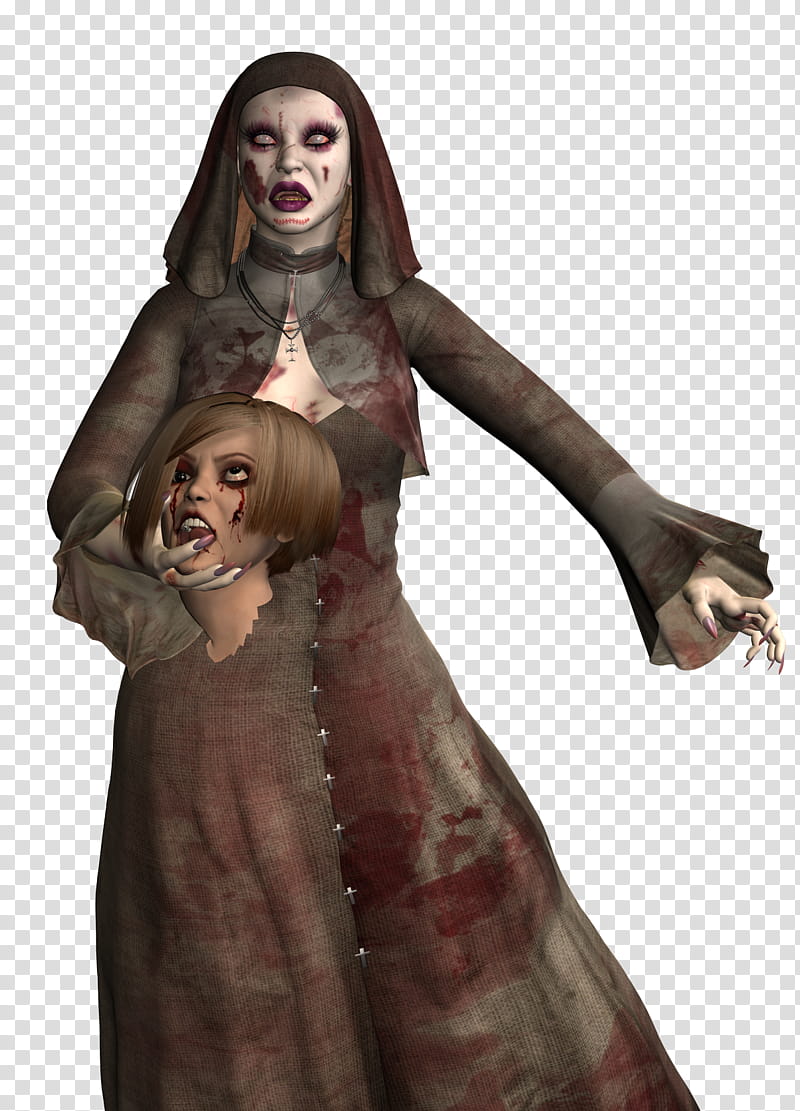 Zombie Nun with head  transparent background PNG clipart