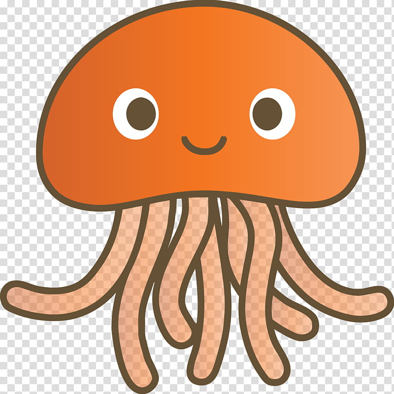 baby jellyfish jellyfish, Octopus, Cartoon, Orange, Nose, Head, Giant Pacific Octopus, Smile transparent background PNG clipart