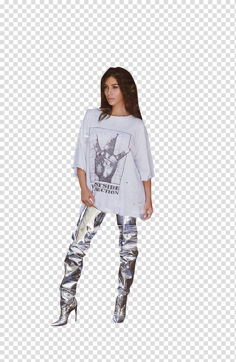 Kim Kardashian, white crew-neck shirt transparent background PNG clipart