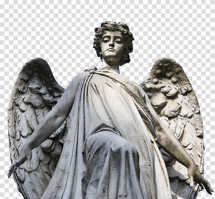 grey angel statue close-up transparent background PNG clipart