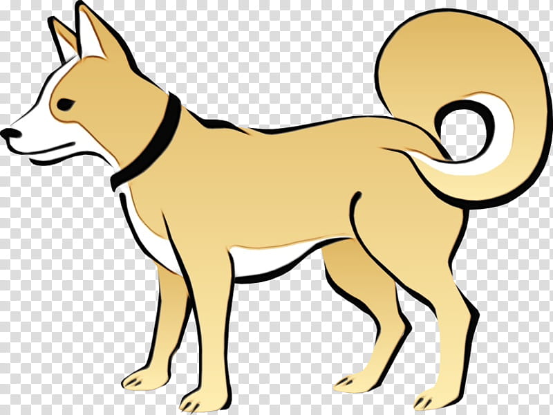 dog line art tail canaan dog, Watercolor, Paint, Wet Ink, Dog Breed transparent background PNG clipart