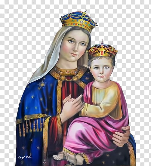 pics for psd , mother and child wearing crown illustration transparent background PNG clipart