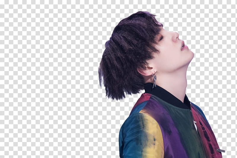 Yoongi BTS, man in multicolored shirt transparent background PNG clipart