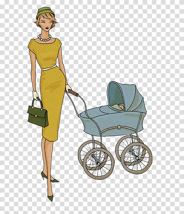 , woman holding stroller illustration transparent background PNG clipart