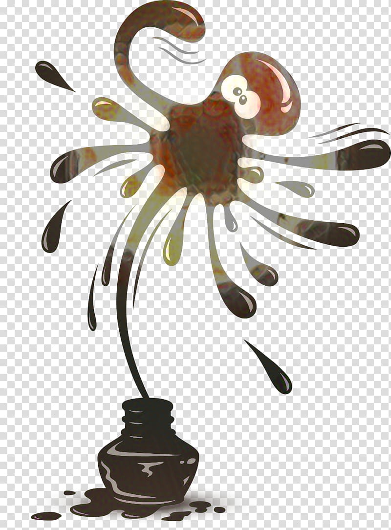 Flower Silhouette, Octopus, Ink, Cephalopod Ink, Drawing, Sticker, Plant, Coneflower transparent background PNG clipart