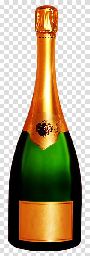 Champagne Bottles, gold and green wine bottle art transparent background PNG clipart