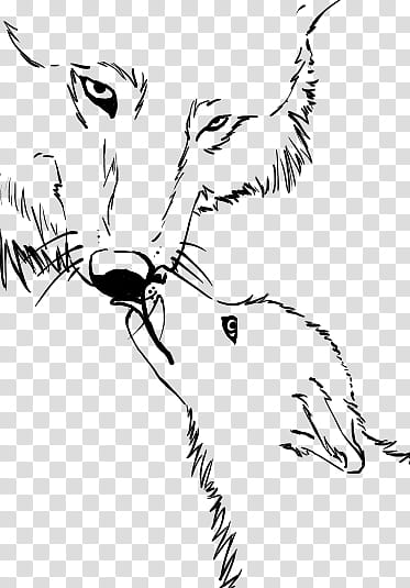 Wolf and Pup Line Art, wolf skettch transparent background PNG clipart