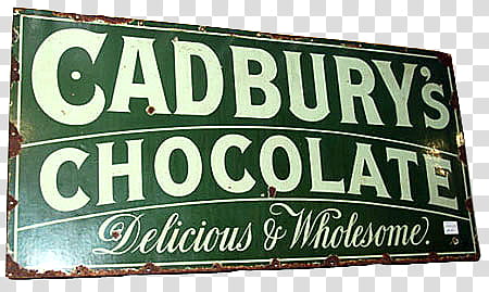 Old Ads s, green Cadbury's Chocolate signage transparent background PNG clipart