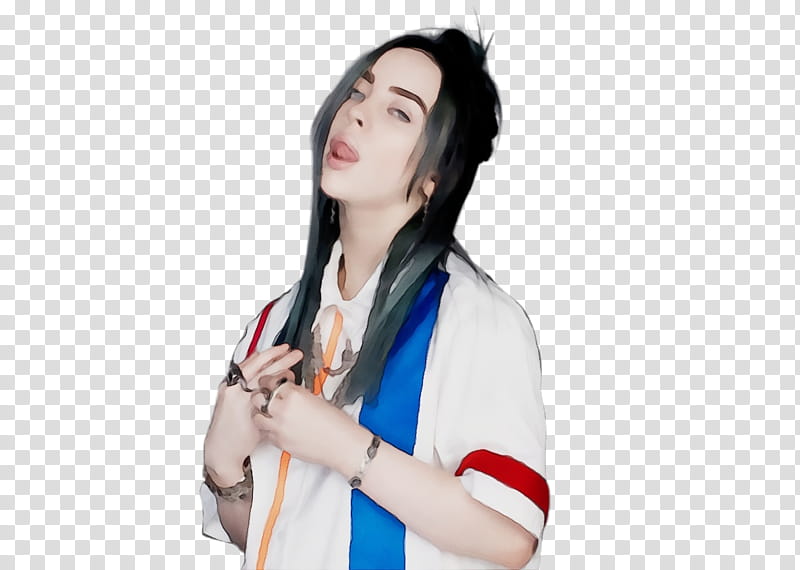 Billie Eilish, American Singer, Music, Celebrity, Microphone, Finger, Costume, Shoulder transparent background PNG clipart