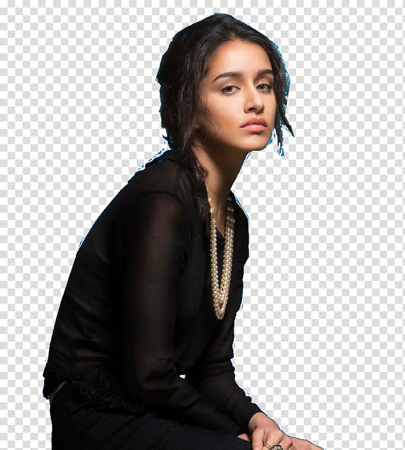 Shraddha Kapoor, sitting woman wearing black long-sleeved shirt transparent background PNG clipart