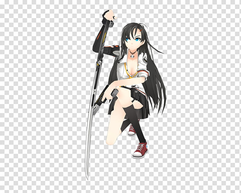 Yuri Seo D Render CLOSERS Online Black Lambs, black-haired female anime character holding katana transparent background PNG clipart