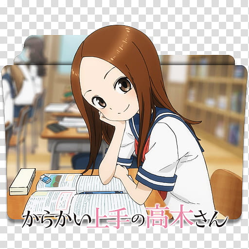 Anime Icon , Karakai Jouzu no Takagi-san v, brown-haired female anime character illustration transparent background PNG clipart