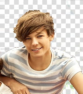 Louis Tomlinson, man in white and gray striped t-shirt transparent background PNG clipart