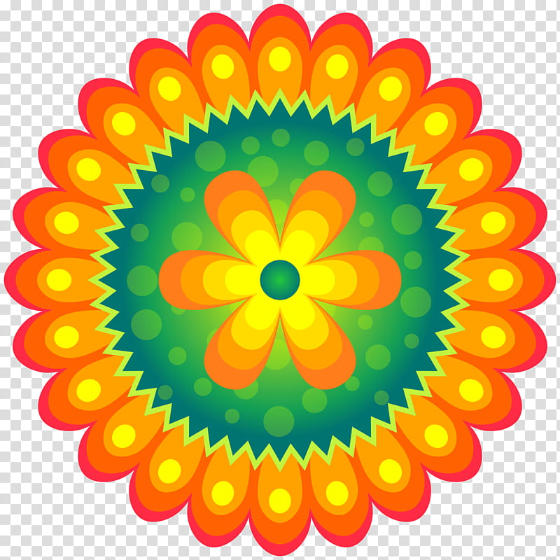 CIRCLE S S, orange and green flower illustration transparent background PNG clipart