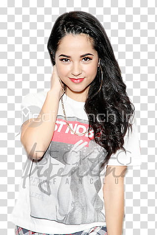 Becky G, girl wearing white crew-neck T-shirt transparent background PNG clipart