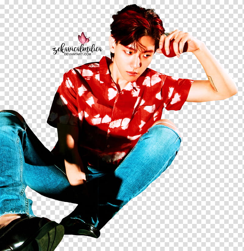 EXO Baekhyun The War, man sitting with hand on forehead transparent background PNG clipart
