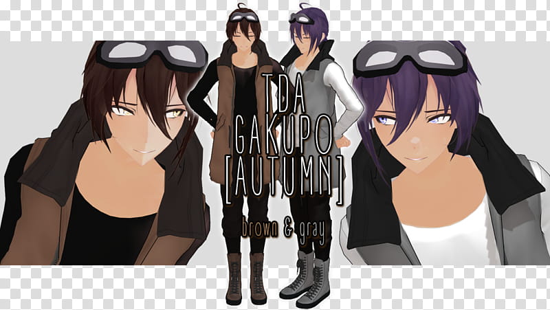 TDA GAKUPO [AUTUMN] + DL!, black and purple-haired anime illustration transparent background PNG clipart
