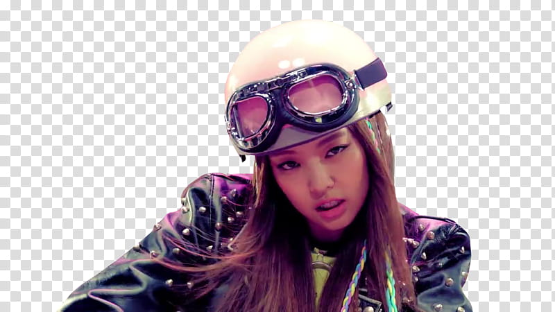 JENNIE BLACKPINK BOOMBAYAH , woman wearing black jacket and helmet opening mouth transparent background PNG clipart